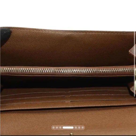 Authentic Louis Vuitton Monogram Sarah Wallet Brown Canvas Long Snap - Picture 6 of 11